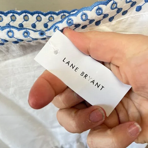 New Lane Bryant Classic Square-Neck Peplum Eyelet Tank - Sz. 16 - Picture 3 of 6